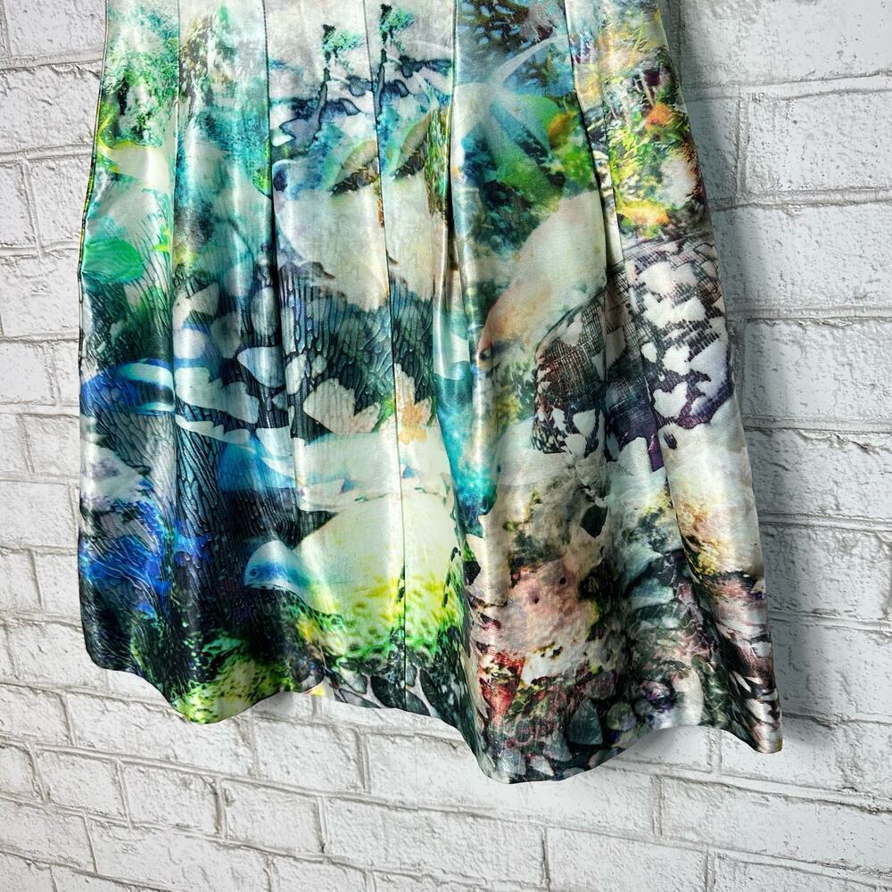 Zara Dress Mini Monet Sea Life Fish Aquarium Ocean Fit Flare Mini Sleeveless S - Picture 10 of 11